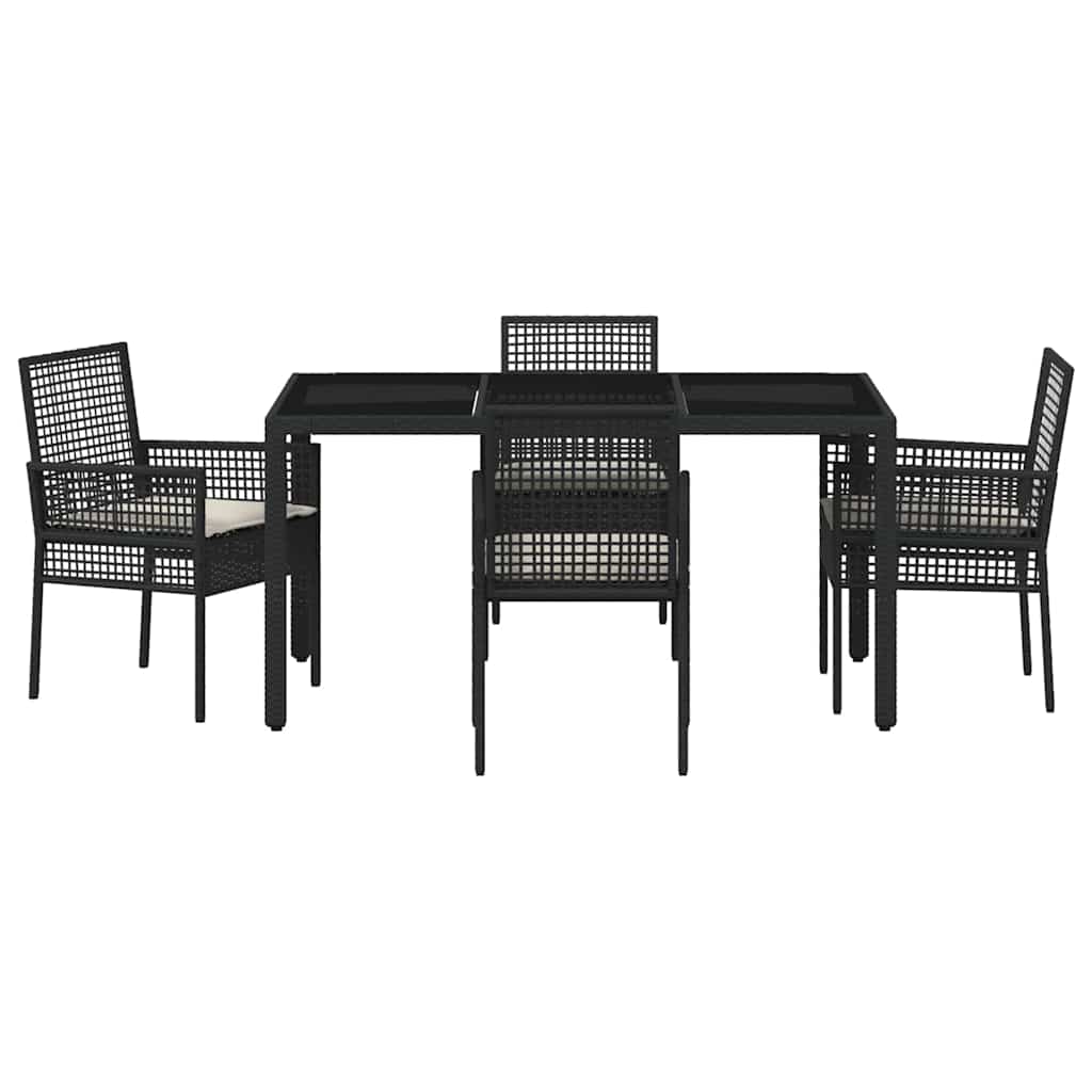 Have Spisebordssæt 5 stk. Sort polyrattan