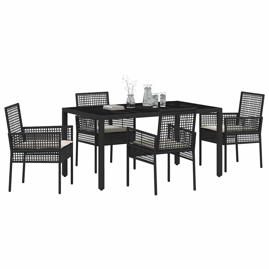 Have Spisebordssæt 5 stk. Sort polyrattan