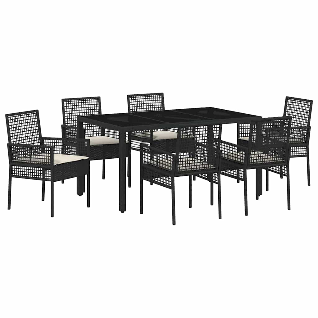 Have Spisebordssæt 7 stk. Sort polyrattan