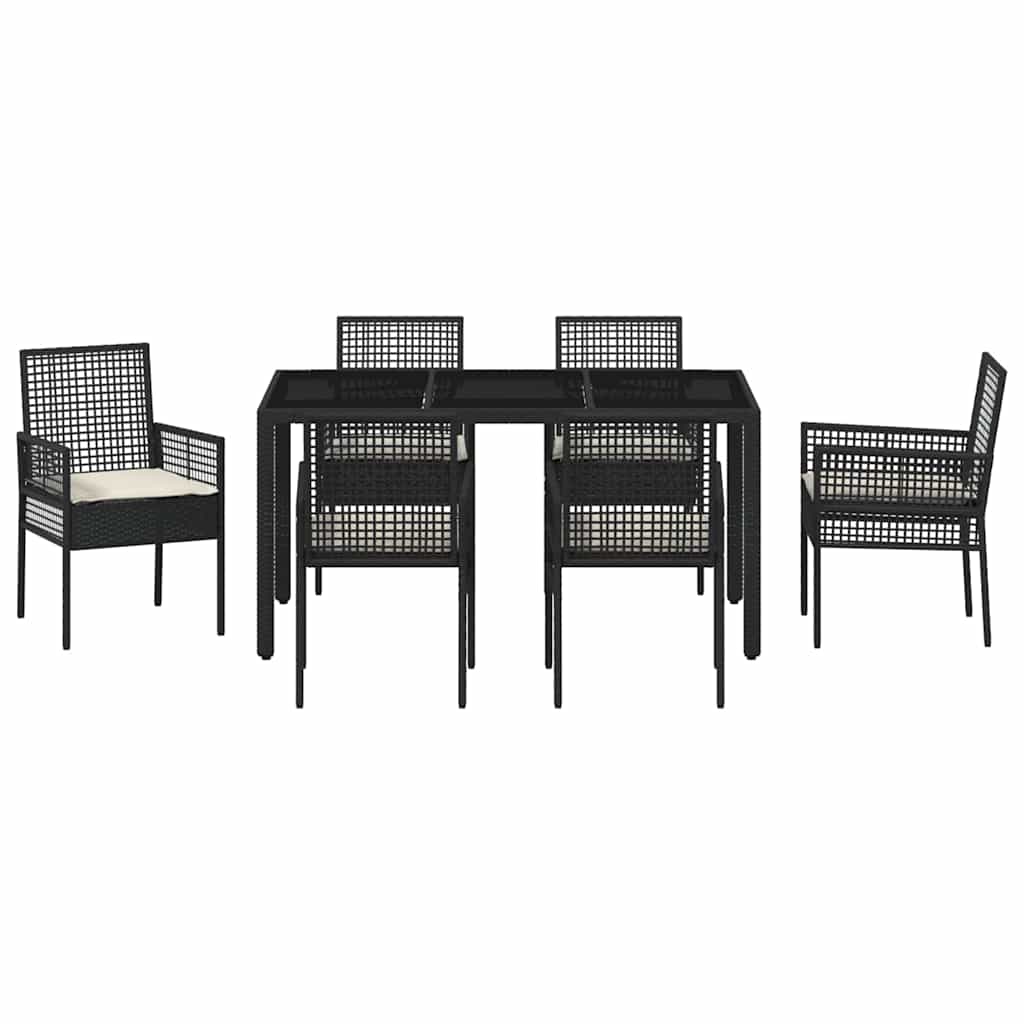 Have Spisebordssæt 7 stk. Sort polyrattan