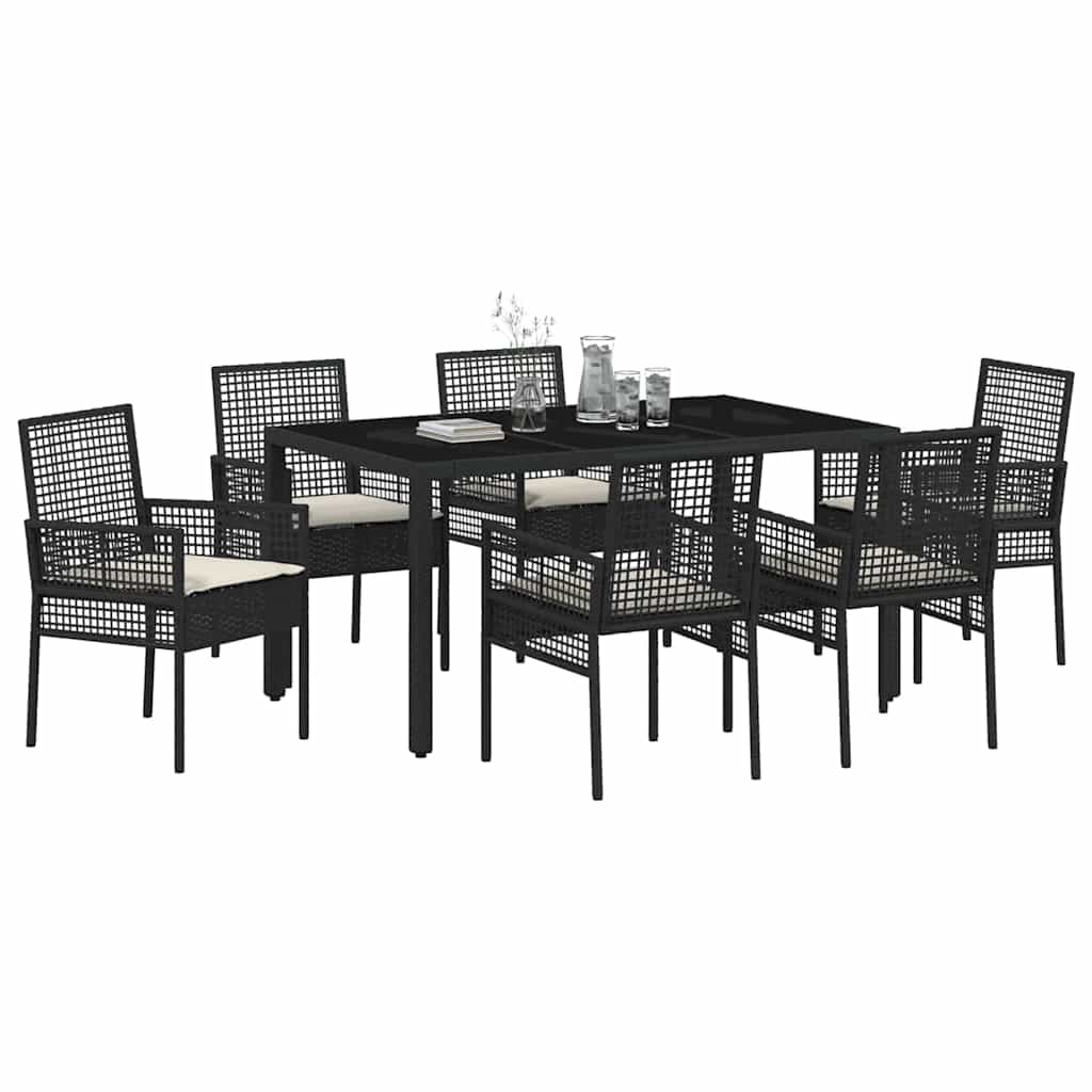 Have Spisebordssæt 7 stk. Sort polyrattan