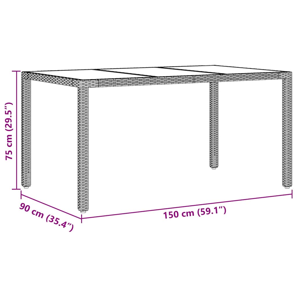 Have Spisebordssæt 7 stk. Sort polyrattan