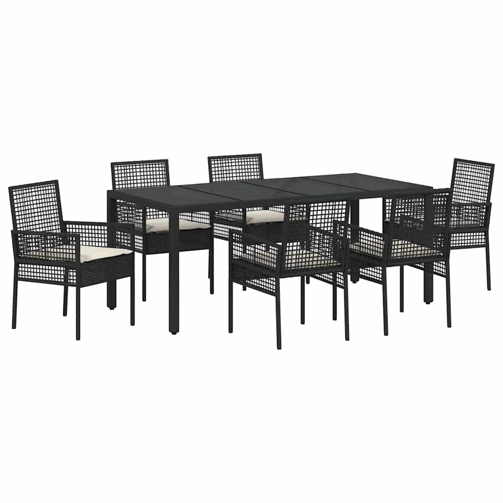 Have Spisebordssæt 7 stk. Sort polyrattan
