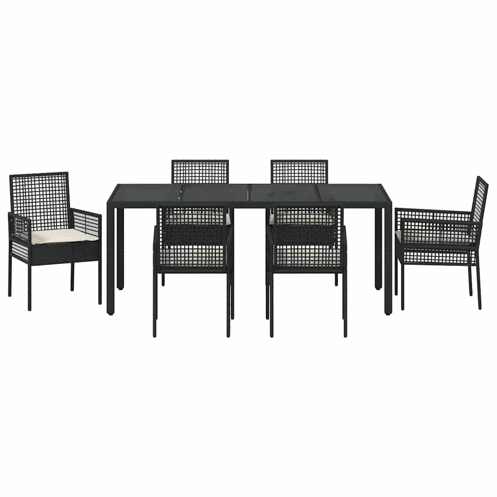 Have Spisebordssæt 7 stk. Sort polyrattan