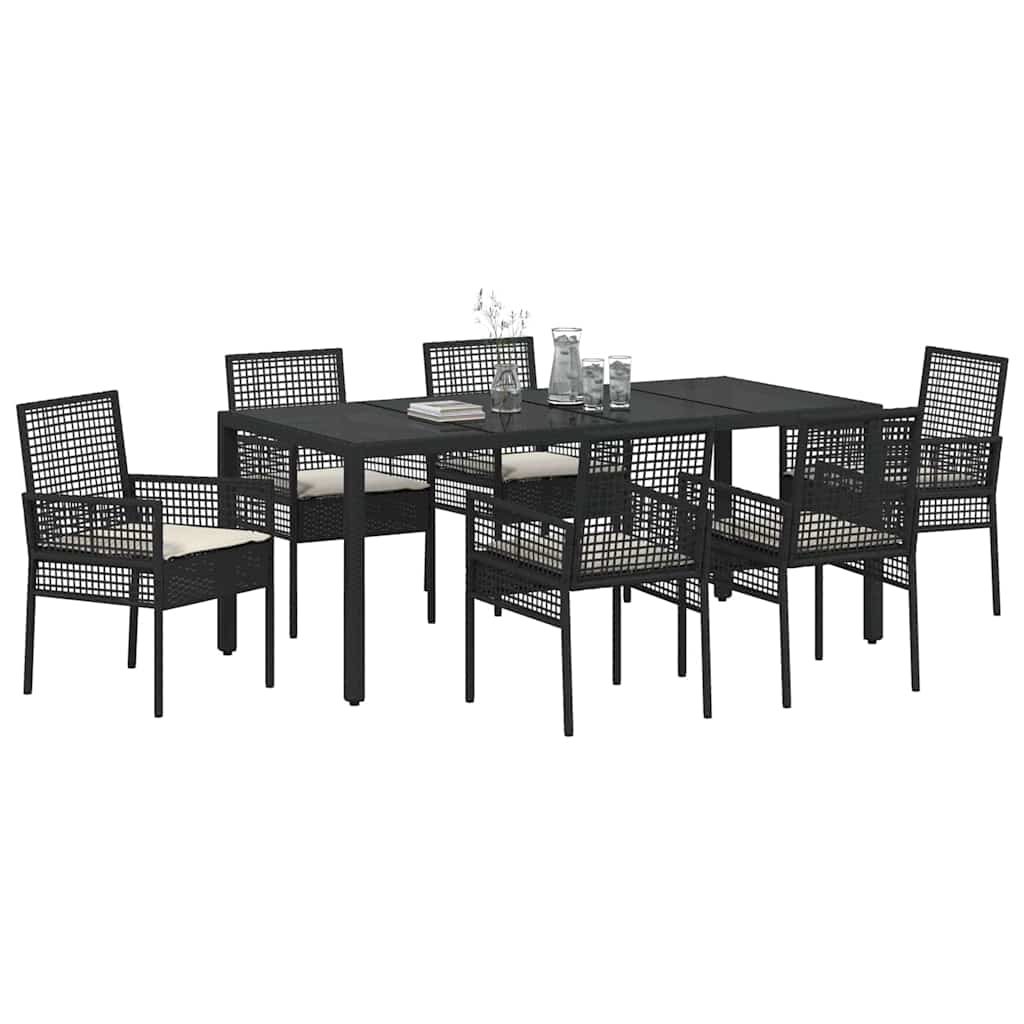 Have Spisebordssæt 7 stk. Sort polyrattan