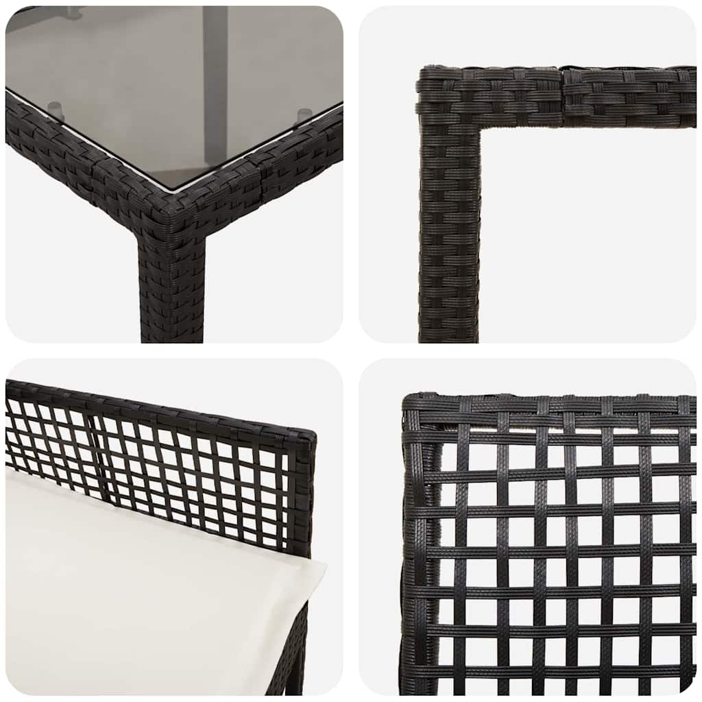 Have Spisebordssæt 9 stk. Sort polyrattan