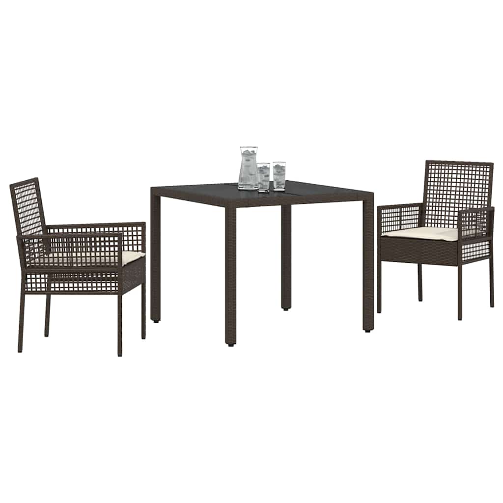 Have Spisebordssæt 3 stk. Brun polyrattan