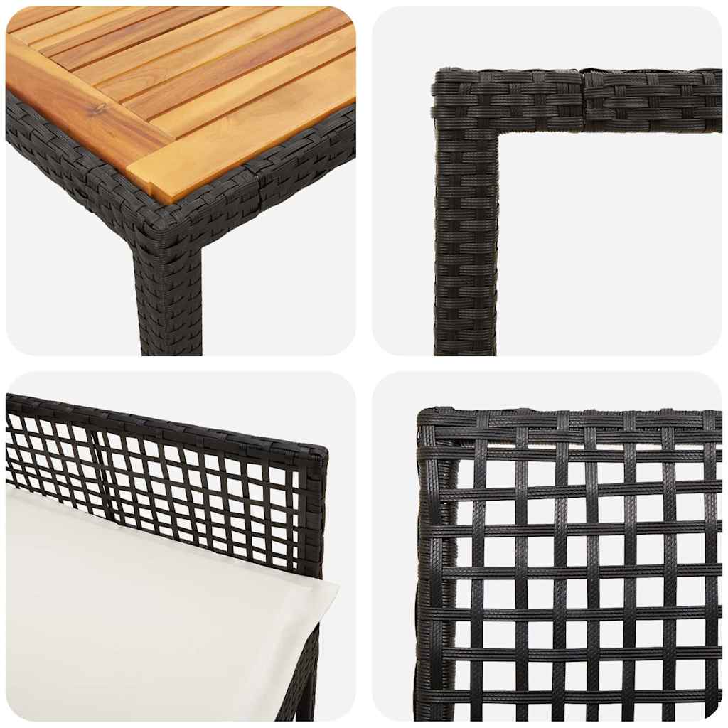 Have Spisebordssæt 9 stk. Sort polyrattan