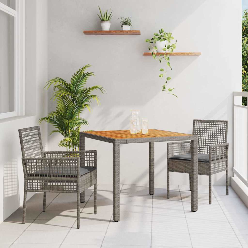 Have Spisebordssæt 3 stk. Grå polyrattan