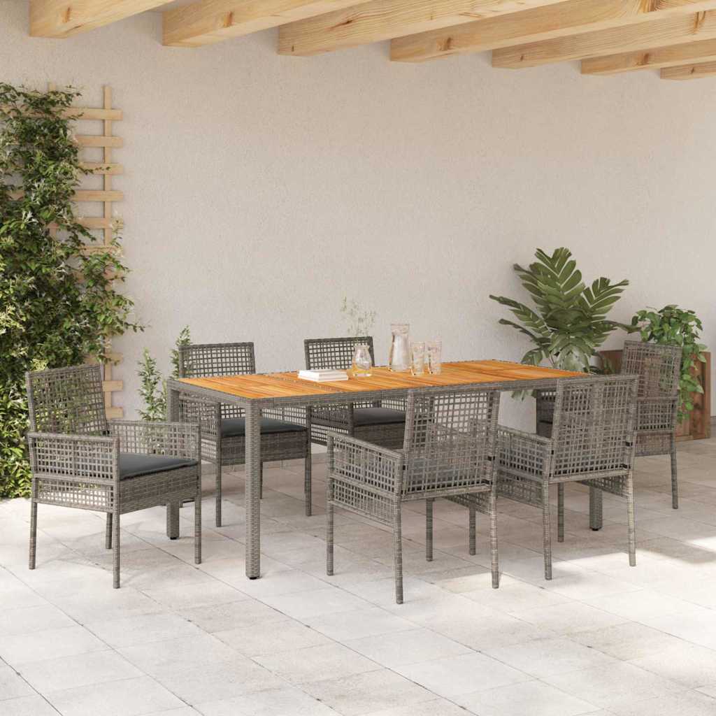 Have Spisebordssæt 7 stk. Grå polyrattan