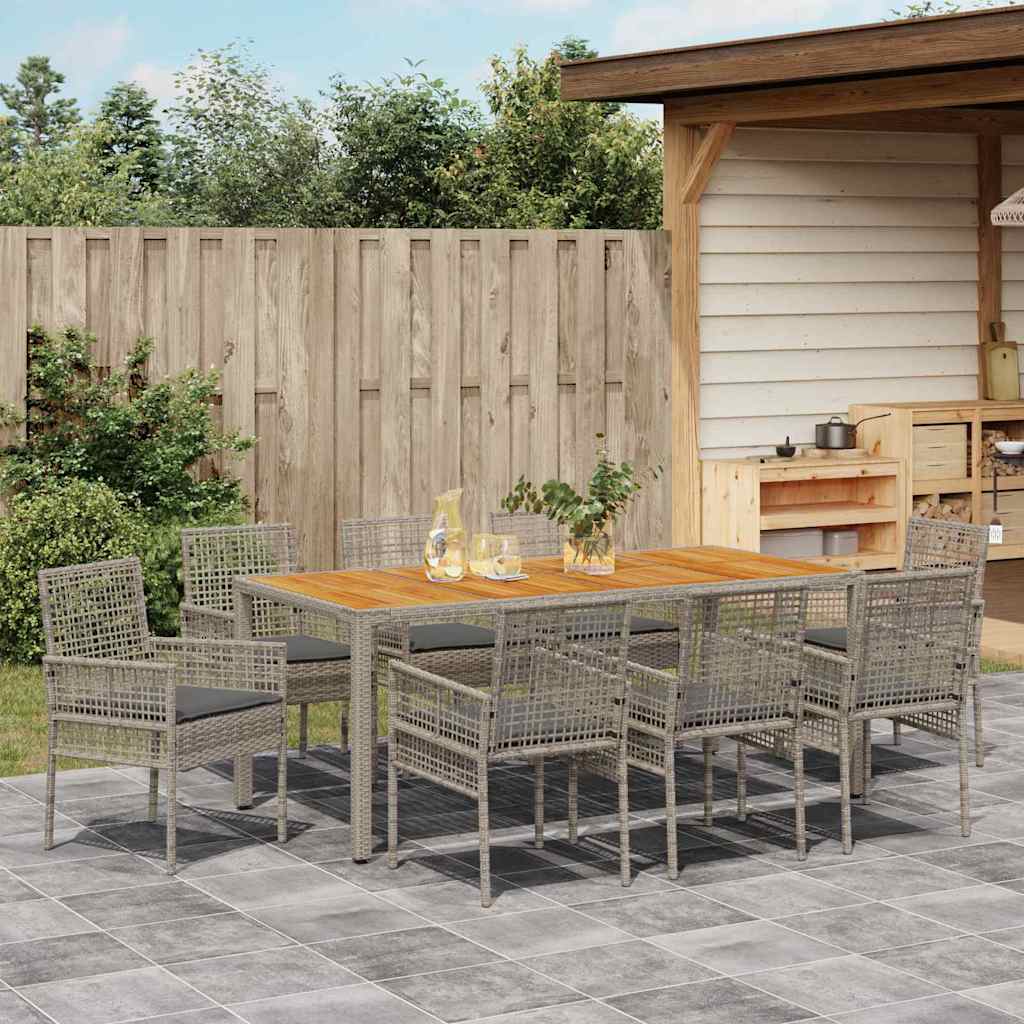 Have Spisebordssæt 9 stk. Grå polyrattan