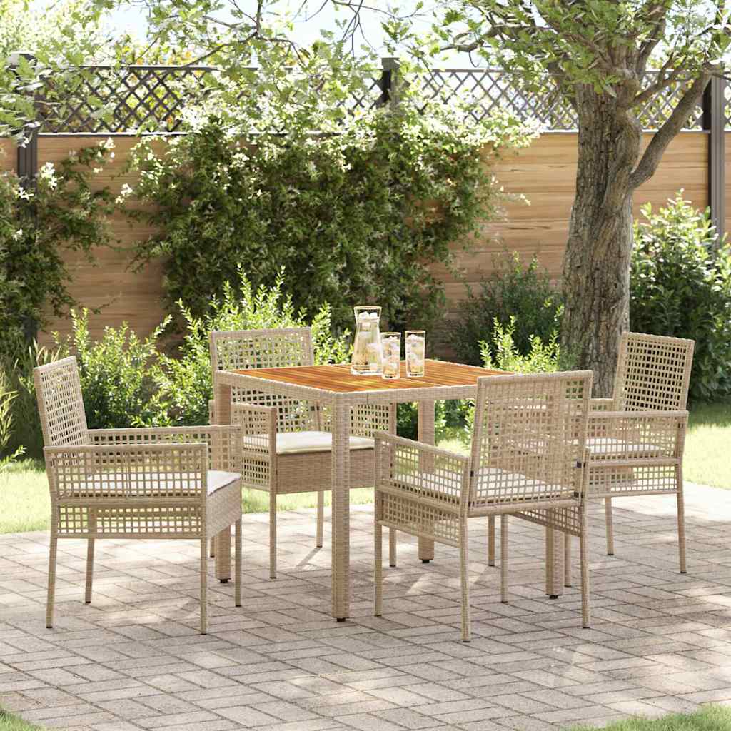 Have Spisebordssæt 5 stk. Beige polyrattan
