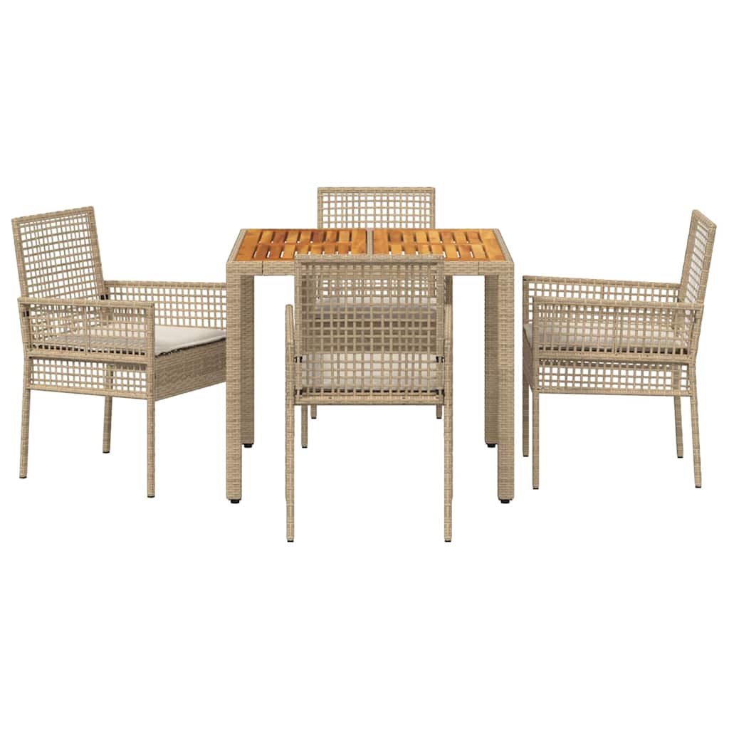 Have Spisebordssæt 5 stk. Beige polyrattan