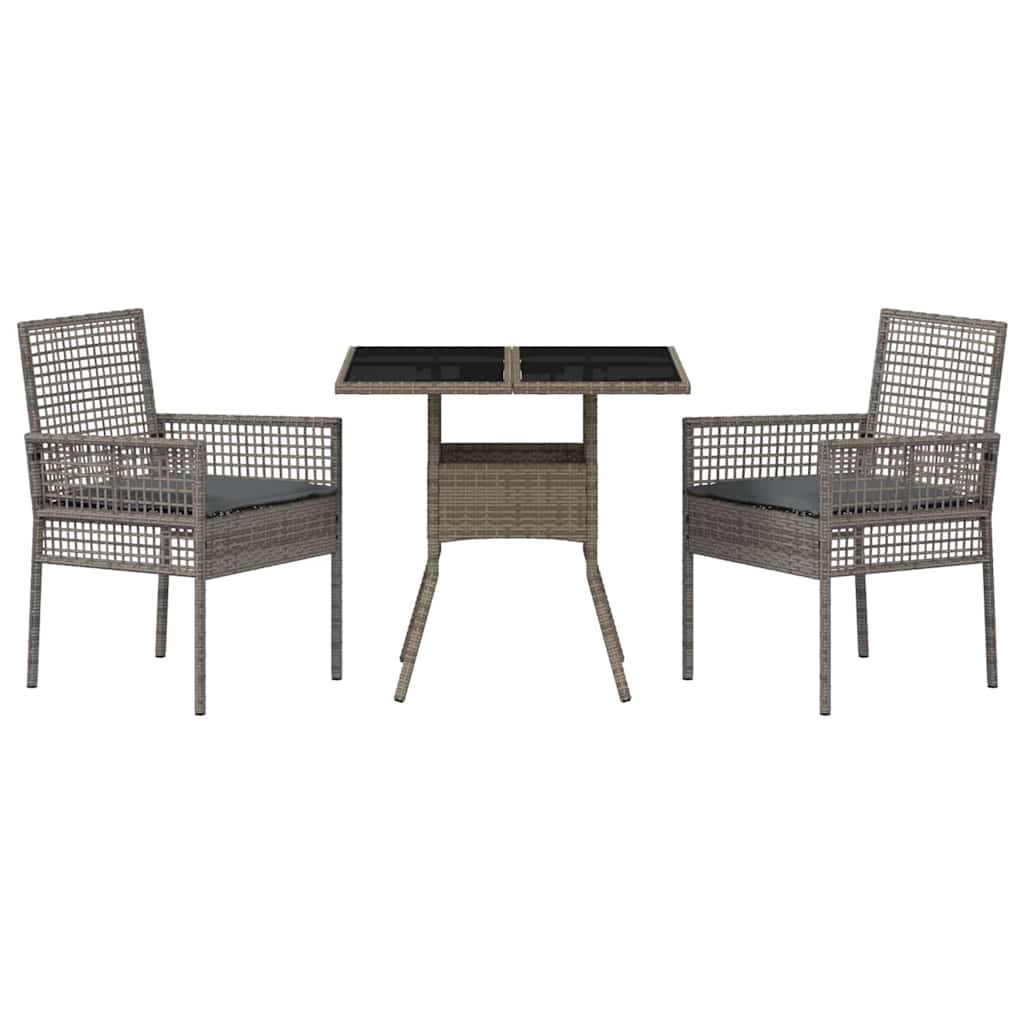 Have Spisebordssæt 3 stk. Grå polyrattan