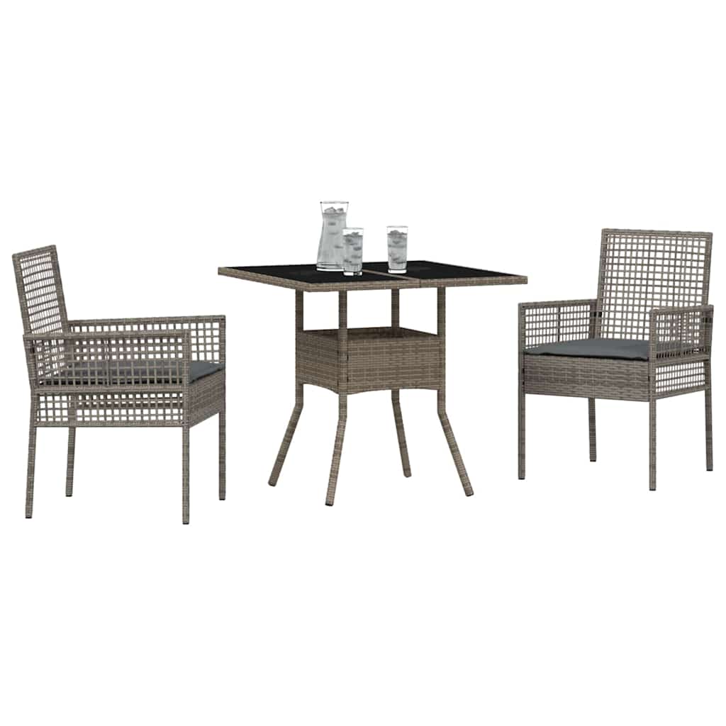 Have Spisebordssæt 3 stk. Grå polyrattan