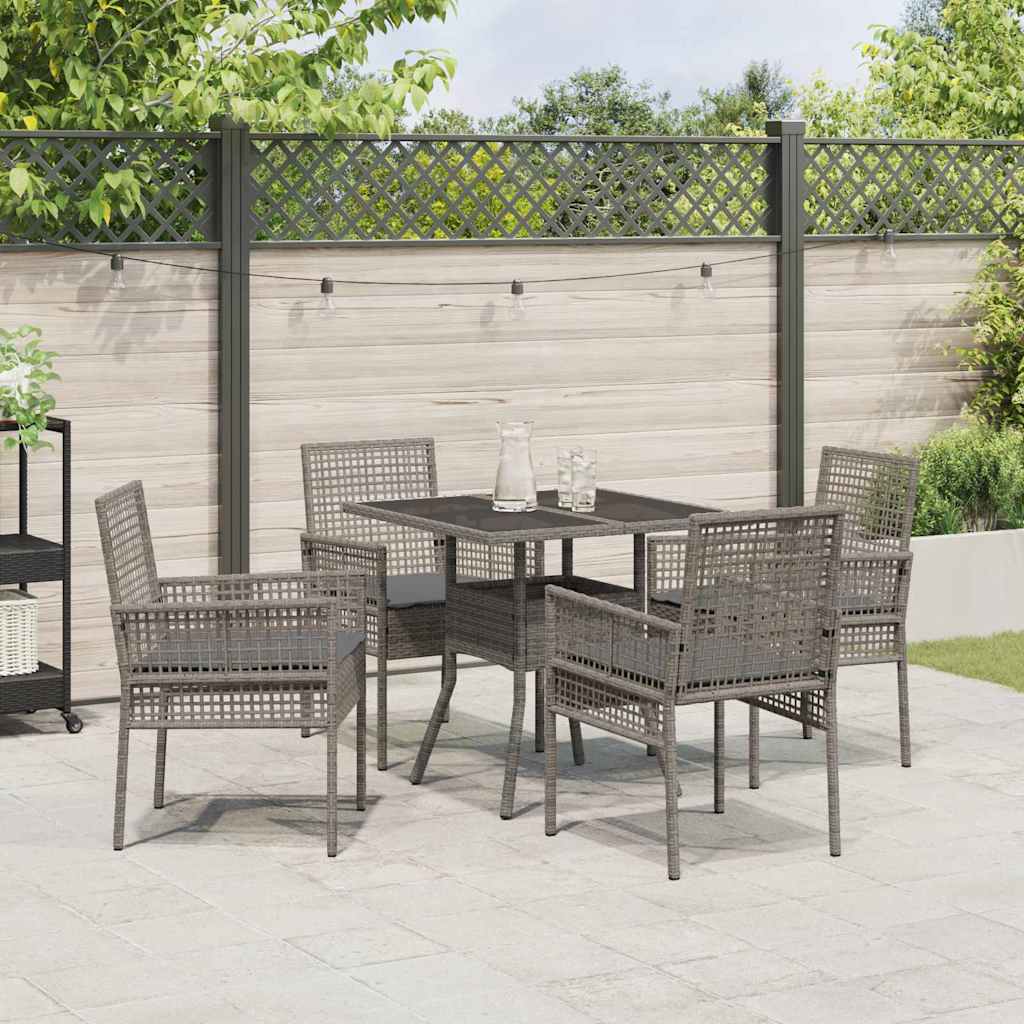 Have Spisebordssæt 5 stk. Grå polyrattan