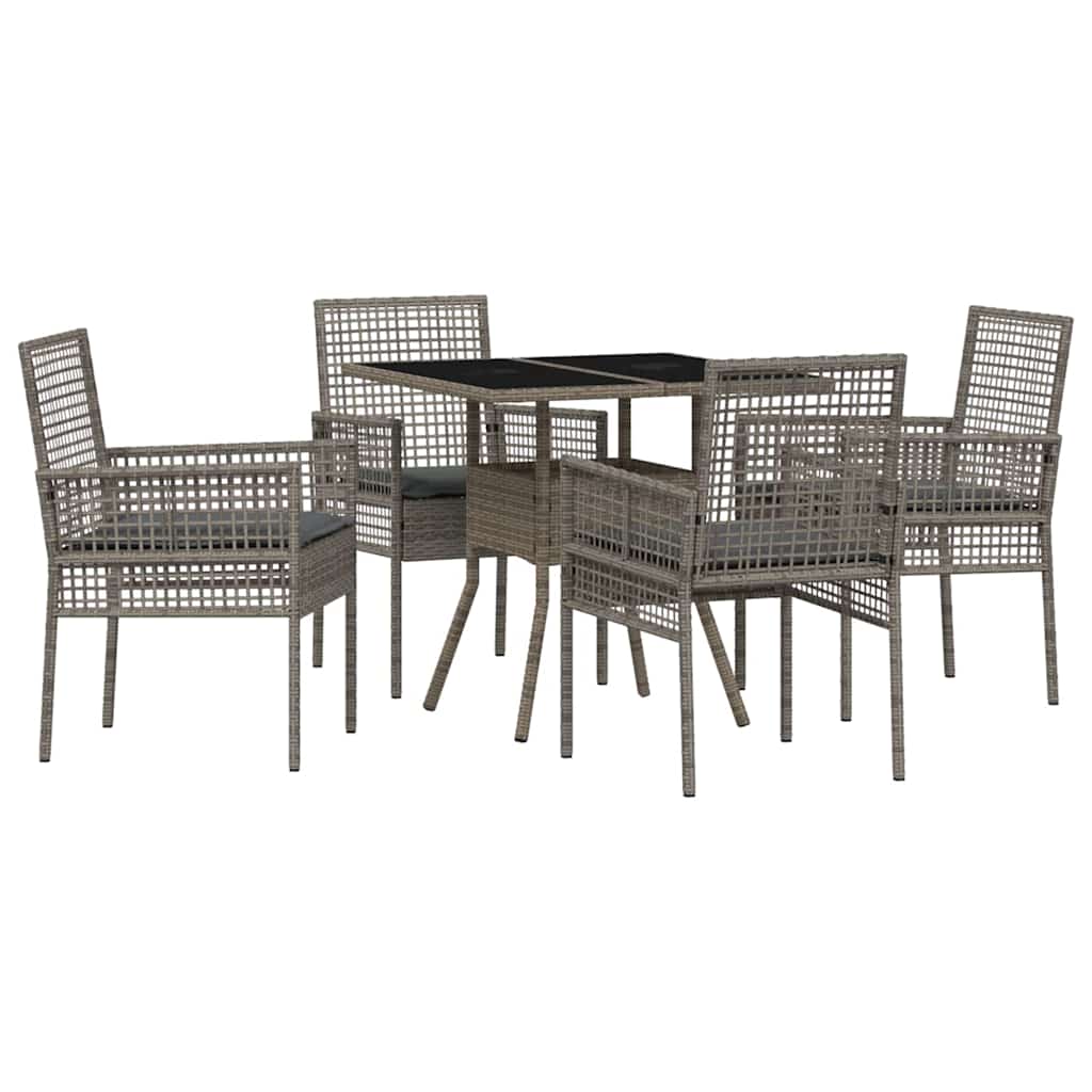 Have Spisebordssæt 5 stk. Grå polyrattan