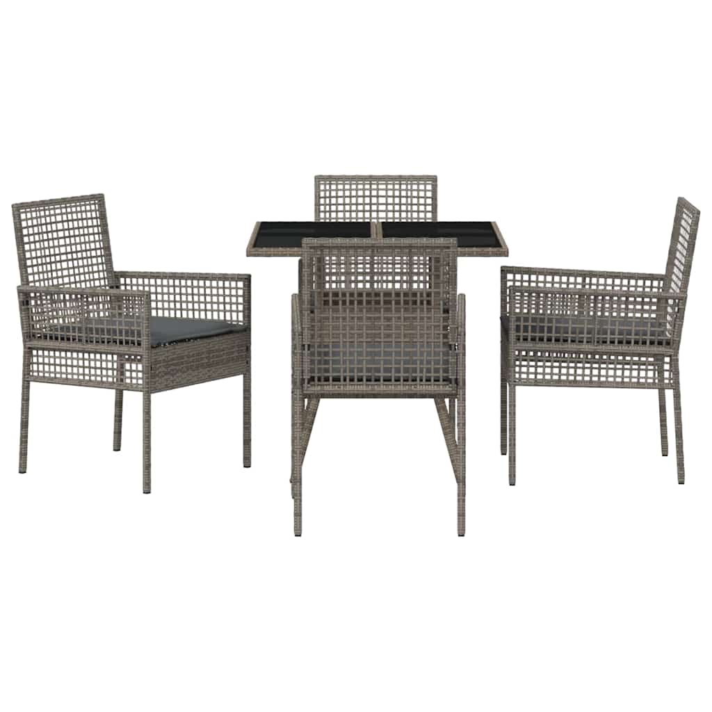 Have Spisebordssæt 5 stk. Grå polyrattan