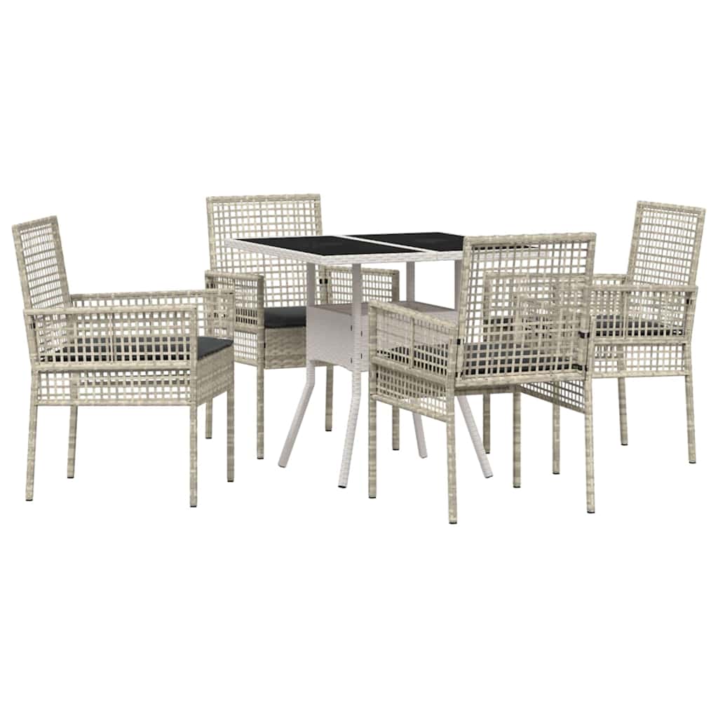 Have Spisebordssæt 5 stk. Lysegrå polyrattan