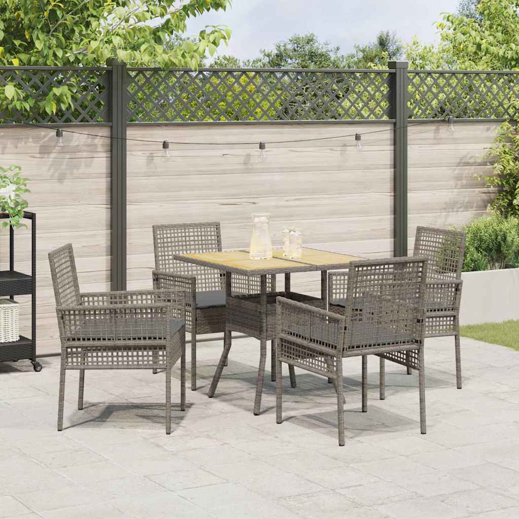 Have Spisebordssæt 5 stk. Grå polyrattan