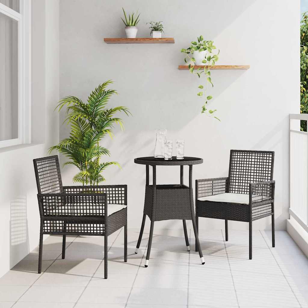 Have Spisebordssæt 3 stk. Sort polyrattan