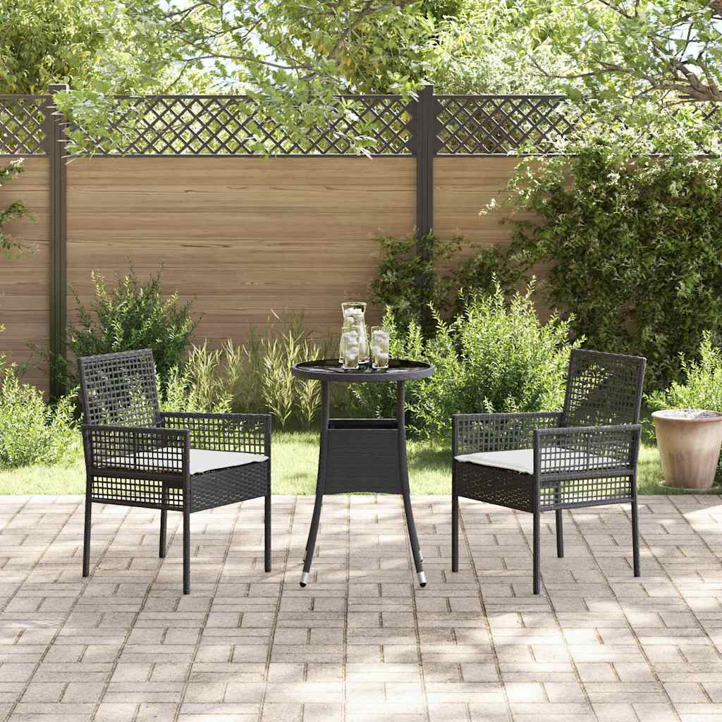 Have Spisebordssæt 3 stk. Sort polyrattan