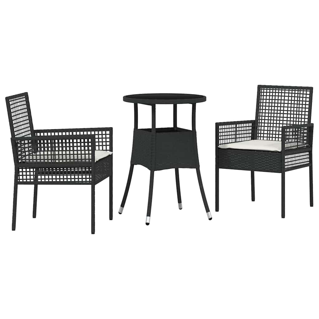 Have Spisebordssæt 3 stk. Sort polyrattan