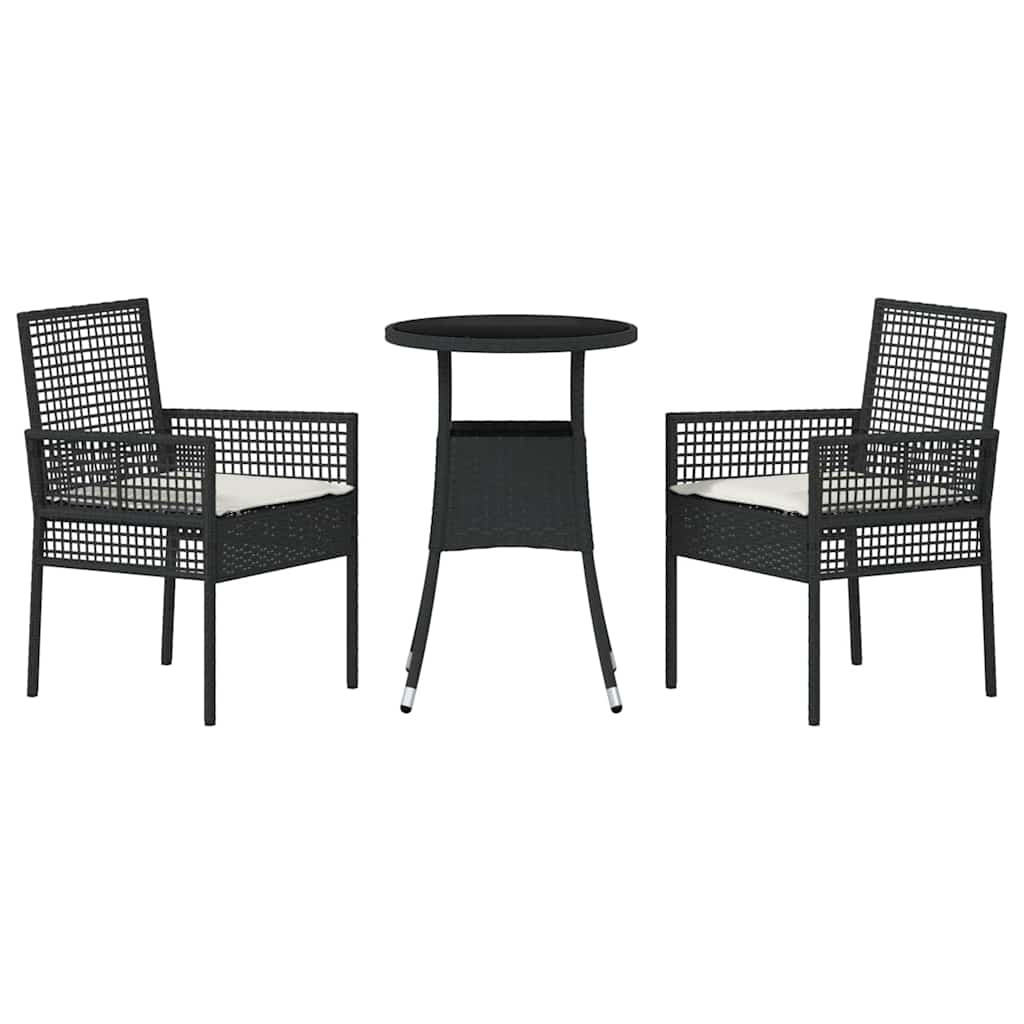 Have Spisebordssæt 3 stk. Sort polyrattan