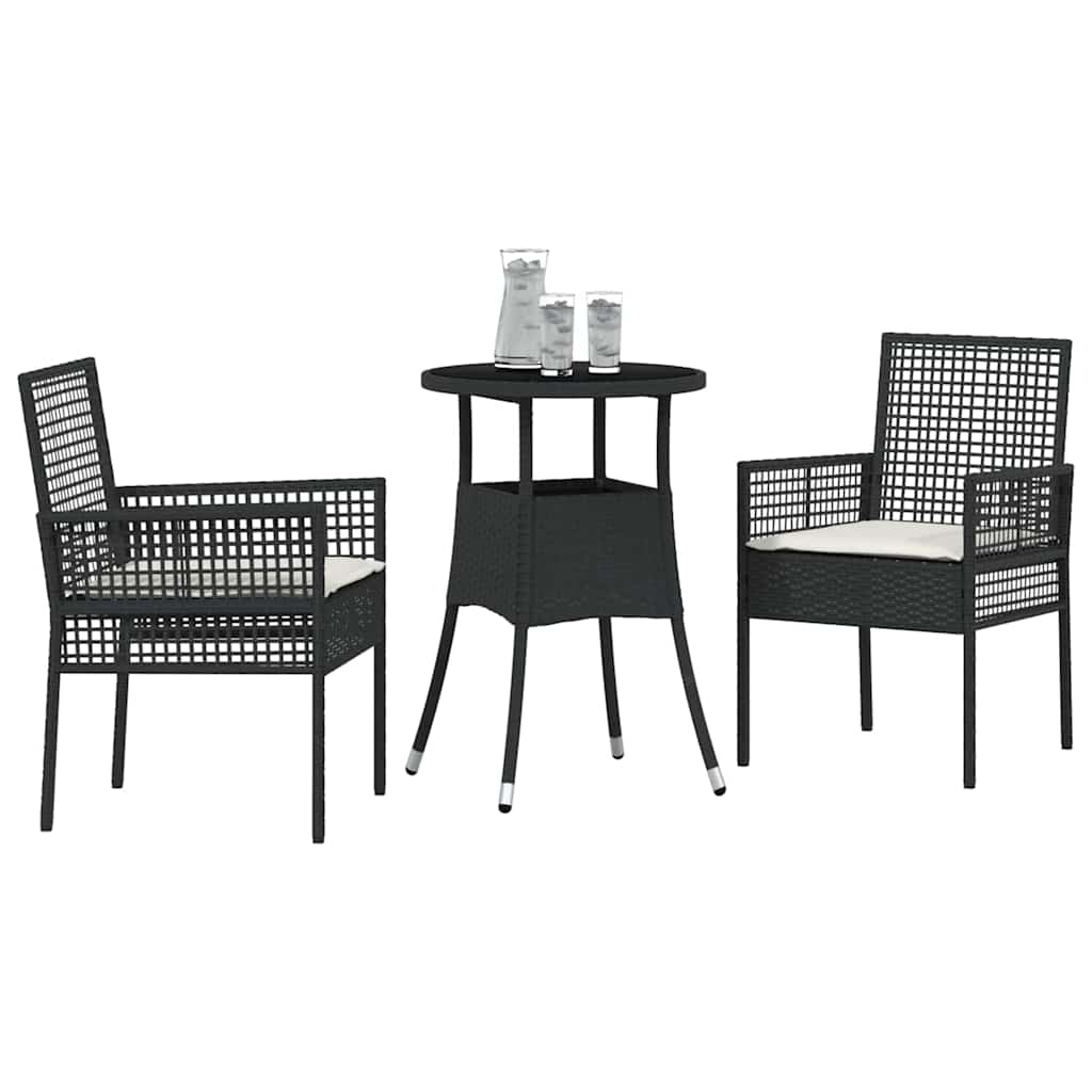 Have Spisebordssæt 3 stk. Sort polyrattan