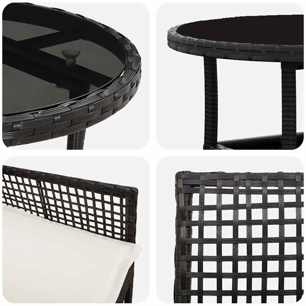 Have Spisebordssæt 5 stk. Sort polyrattan
