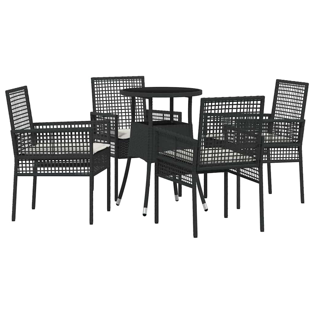 Have Spisebordssæt 5 stk. Sort polyrattan
