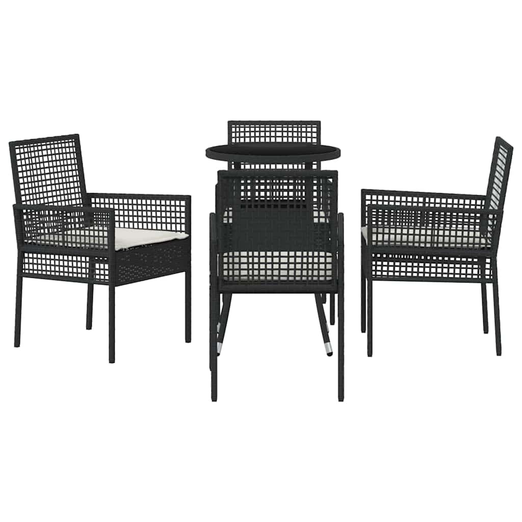 Have Spisebordssæt 5 stk. Sort polyrattan