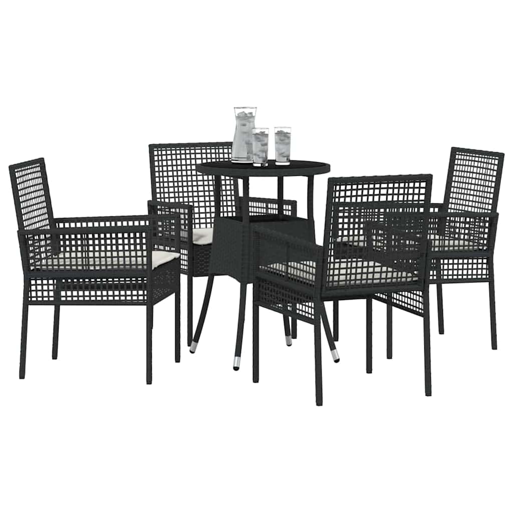 Have Spisebordssæt 5 stk. Sort polyrattan