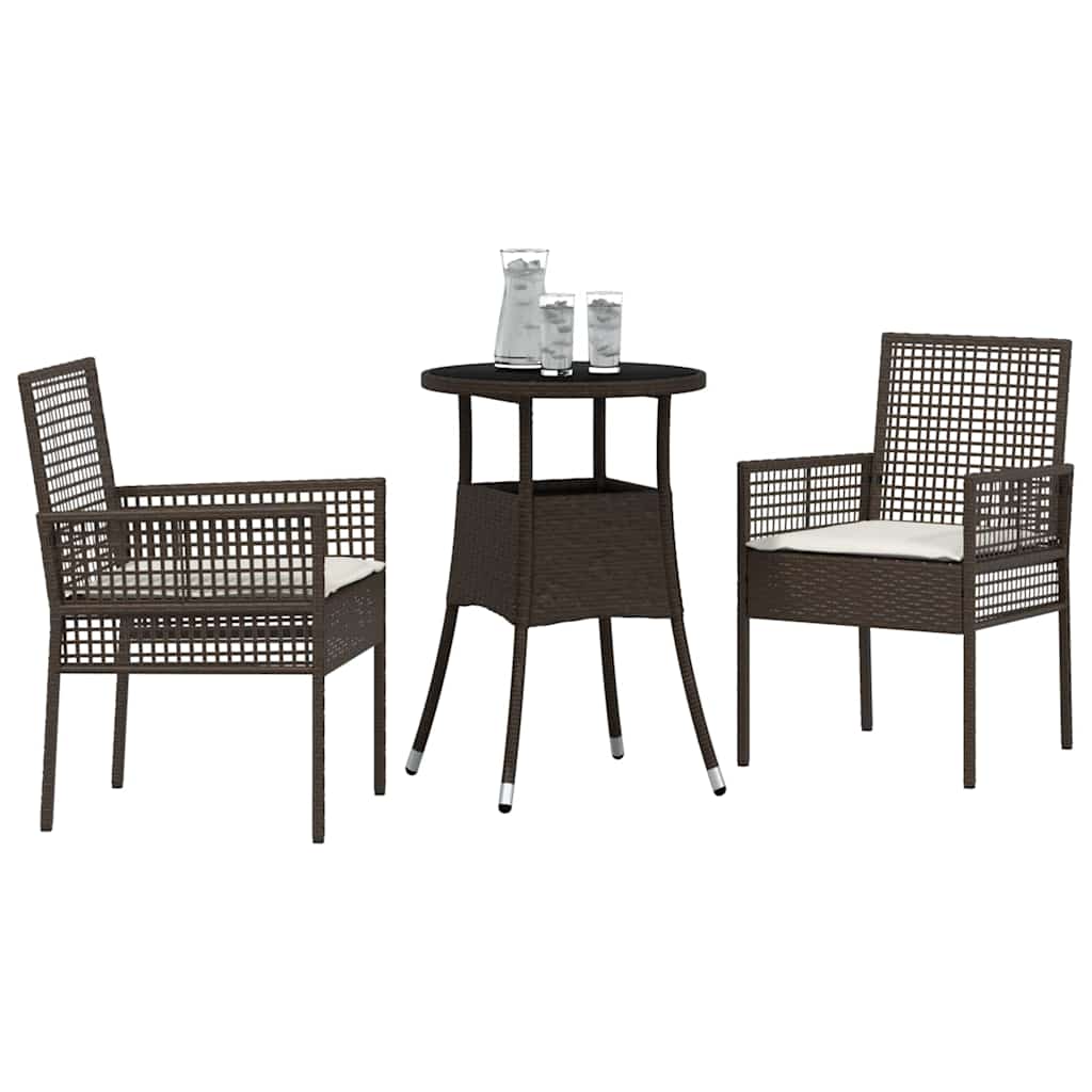 Have Spisebordssæt 3 stk. Brun polyrattan