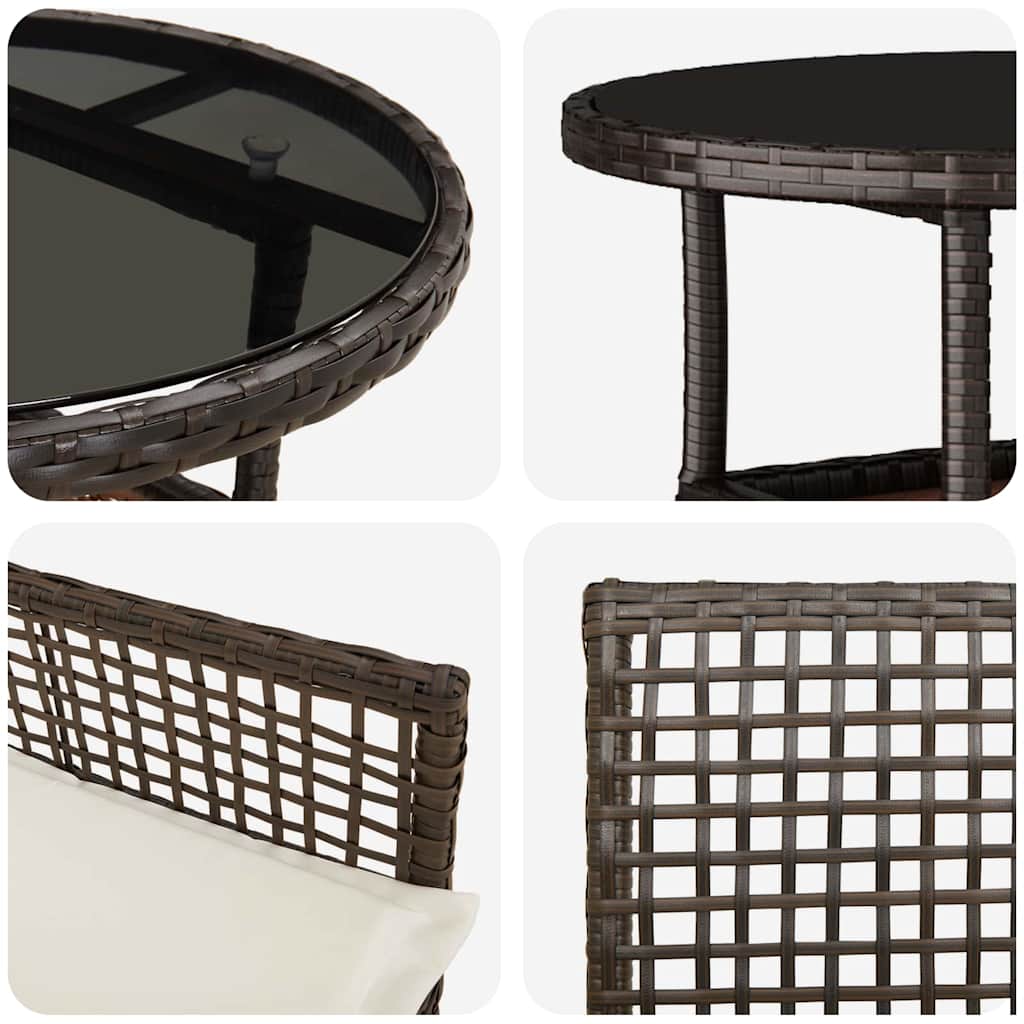Have Spisebordssæt 5 stk. Brun polyrattan