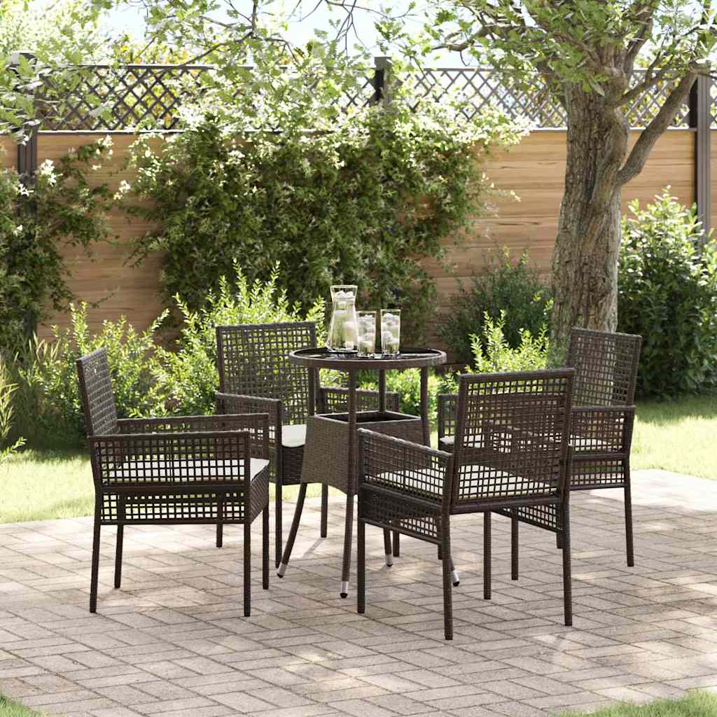 Have Spisebordssæt 5 stk. Brun polyrattan