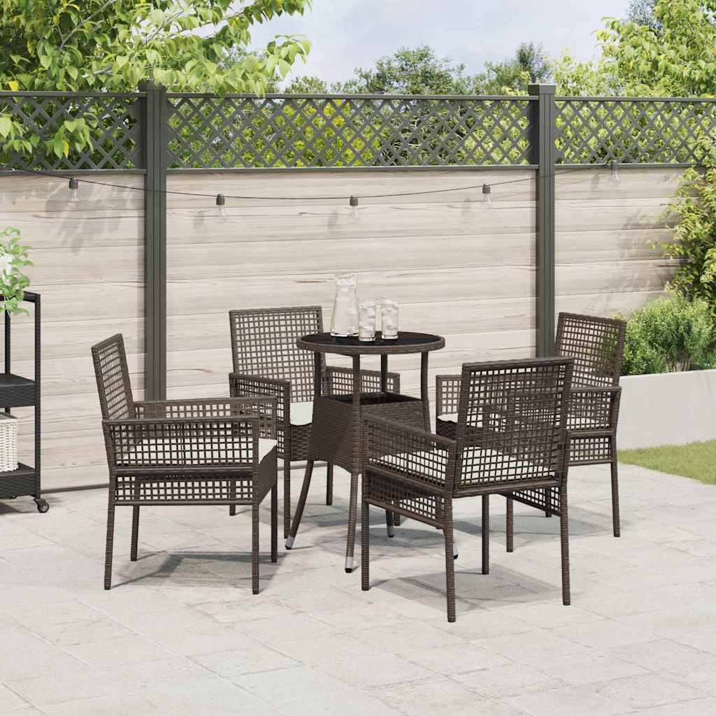 Have Spisebordssæt 5 stk. Brun polyrattan