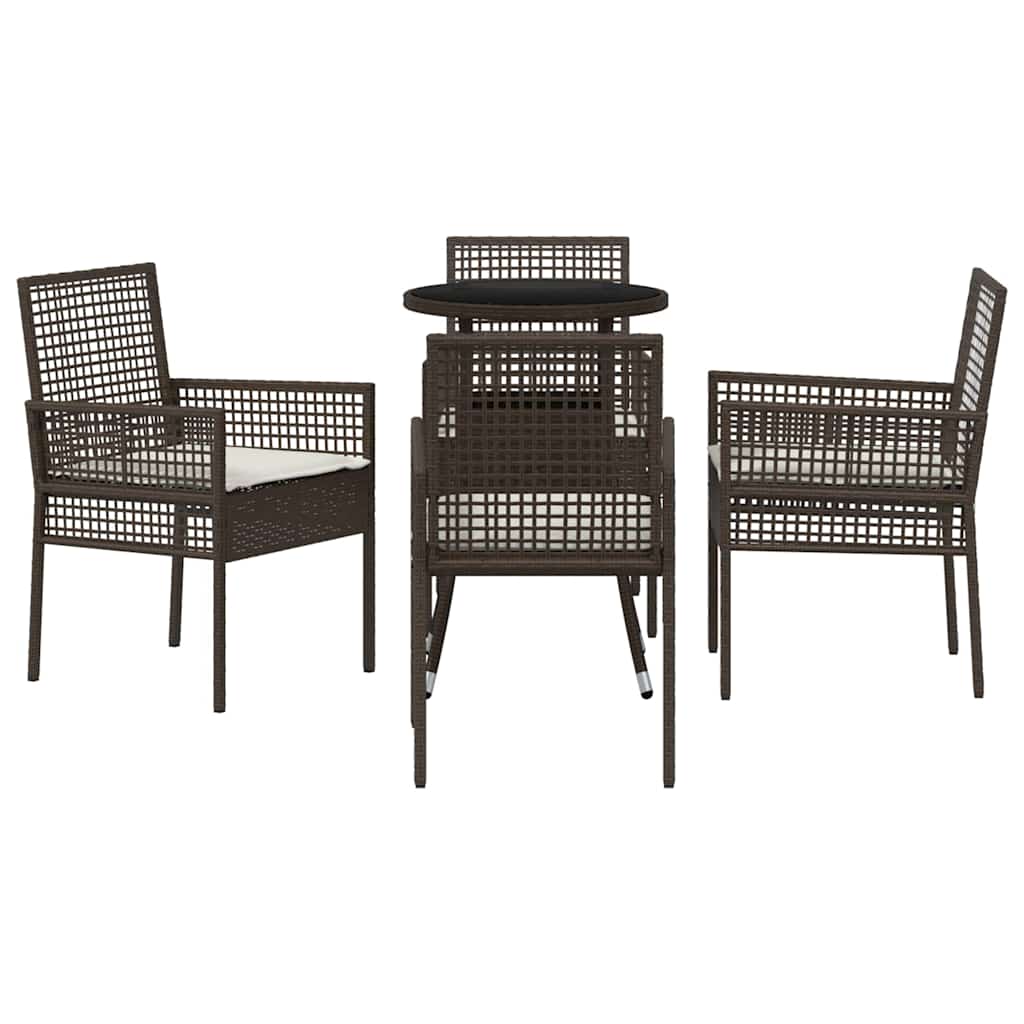 Have Spisebordssæt 5 stk. Brun polyrattan