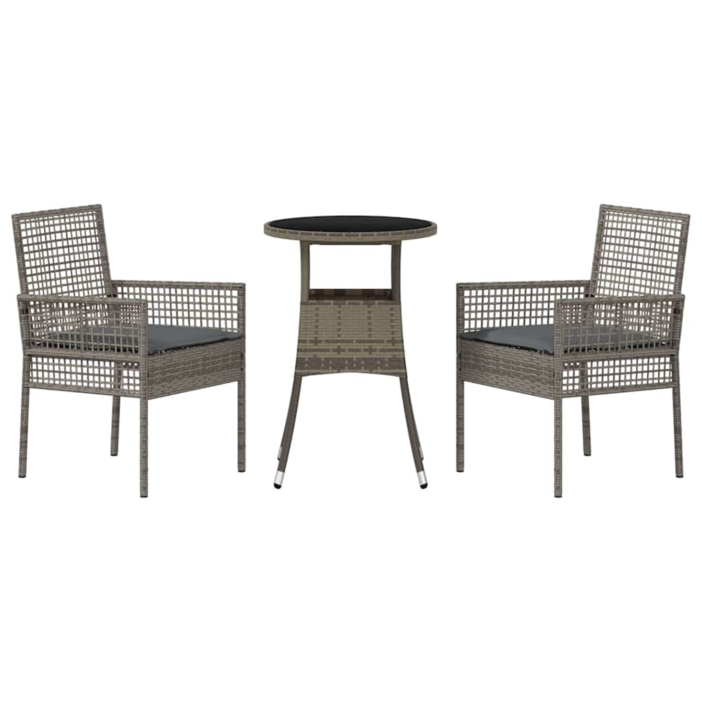 Have Spisebordssæt 3 stk. Grå polyrattan