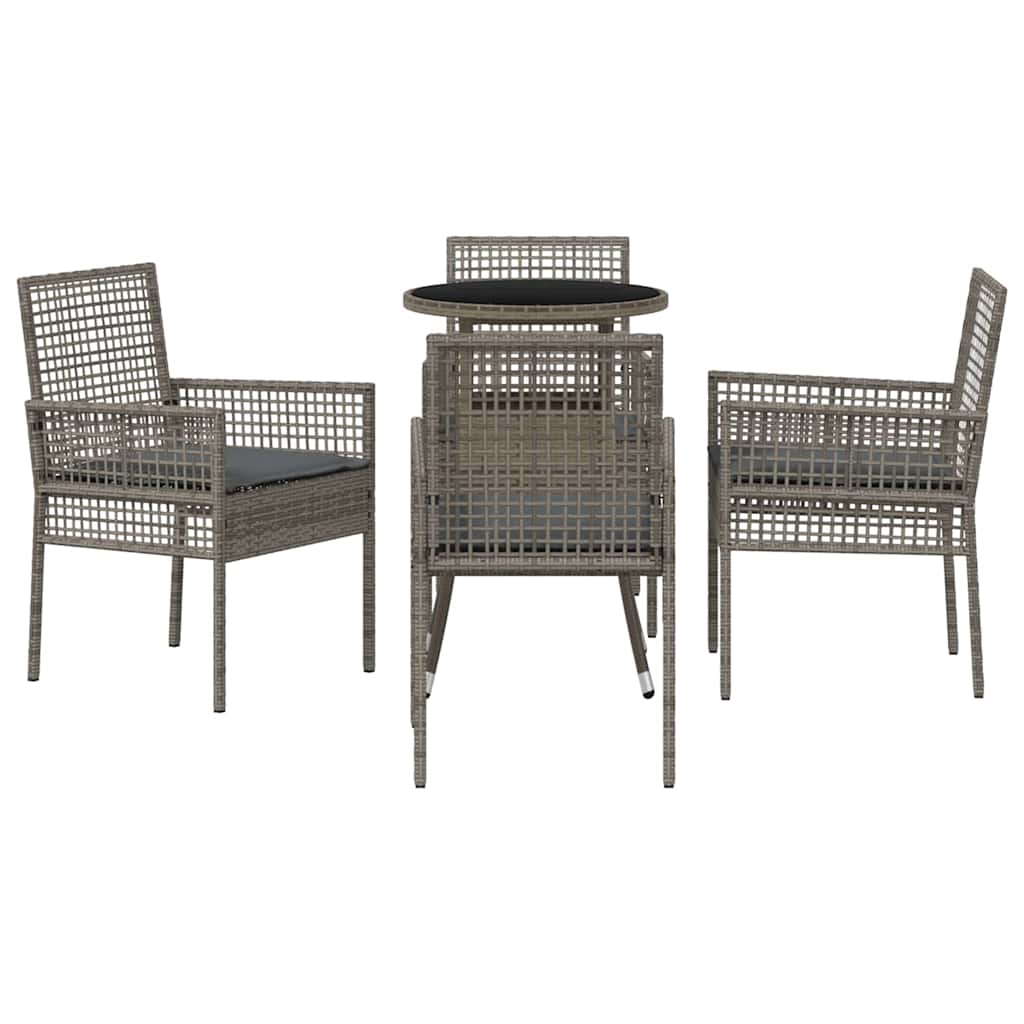 Have Spisebordssæt 5 stk. Grå polyrattan