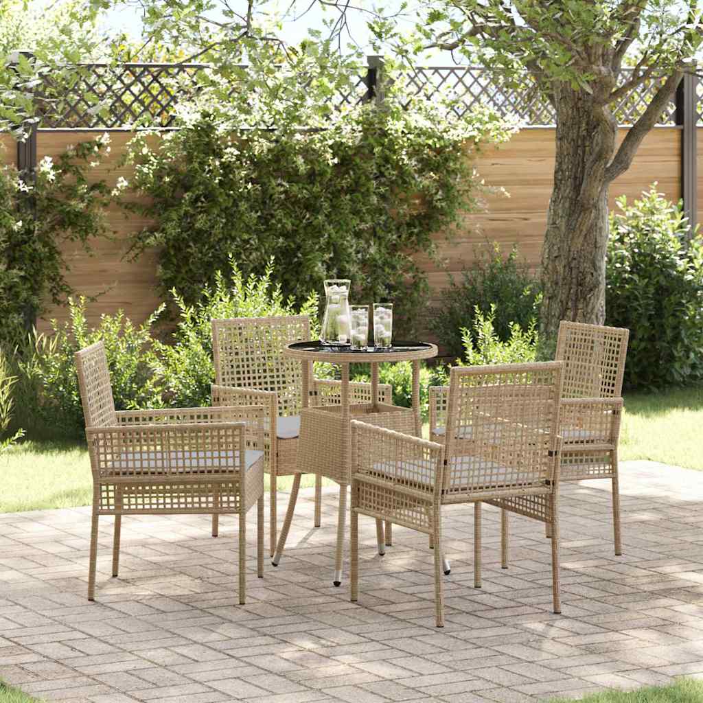 Have Spisebordssæt 5 stk. Beige polyrattan