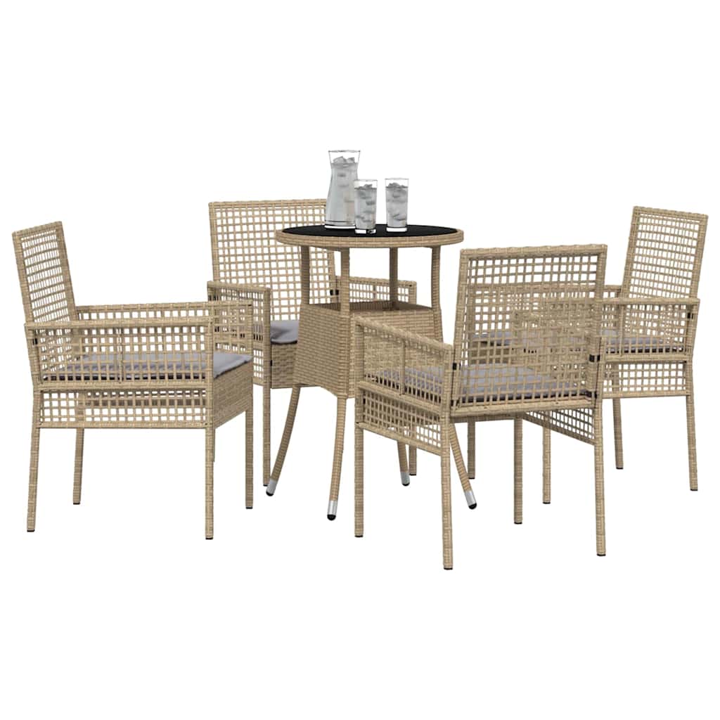 Have Spisebordssæt 5 stk. Beige polyrattan
