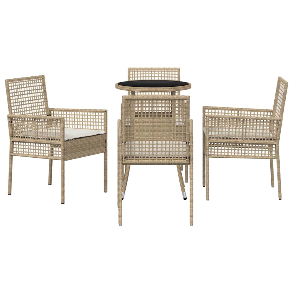 Have Spisebordssæt 5 stk. Beige polyrattan