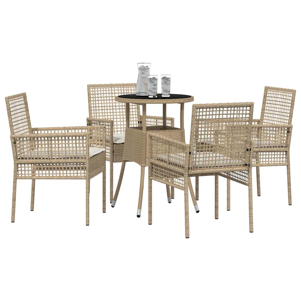 Have Spisebordssæt 5 stk. Beige polyrattan