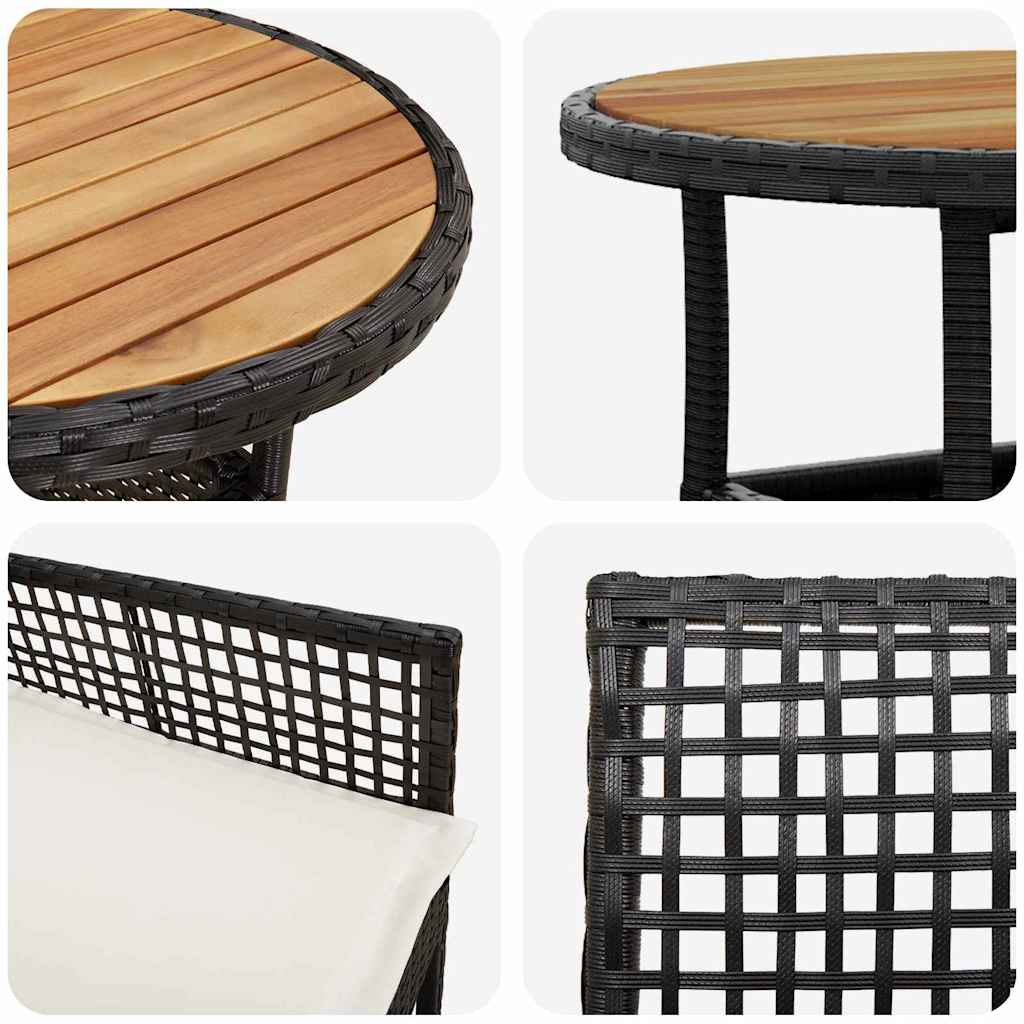 Have Spisebordssæt 3 stk. Sort polyrattan