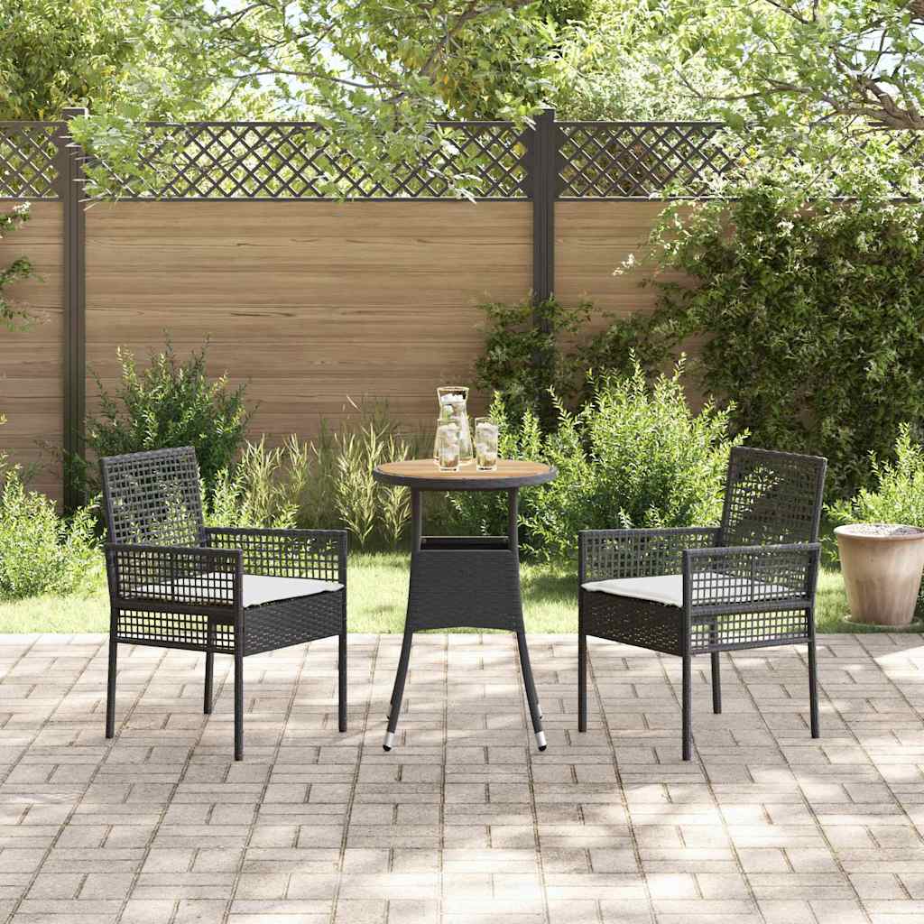 Have Spisebordssæt 3 stk. Sort polyrattan