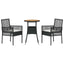 Have Spisebordssæt 3 stk. Sort polyrattan