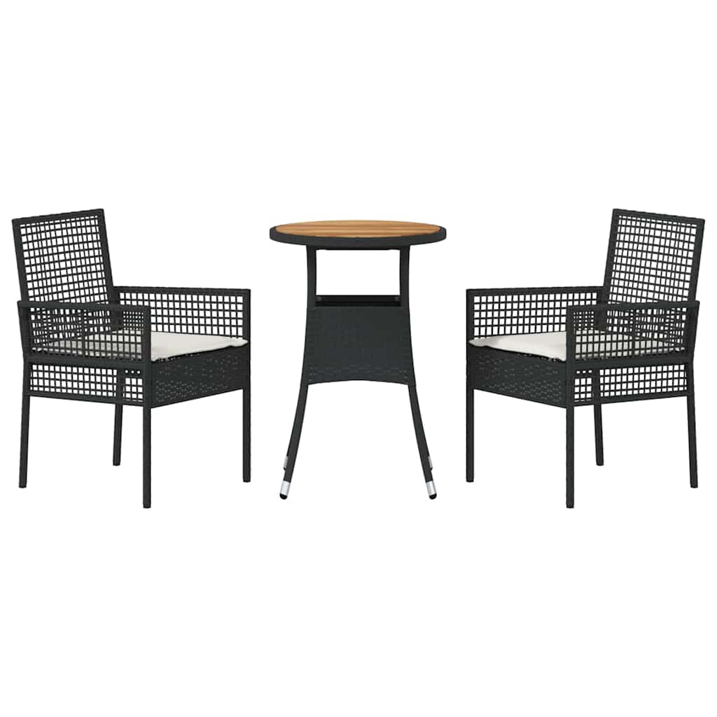 Have Spisebordssæt 3 stk. Sort polyrattan