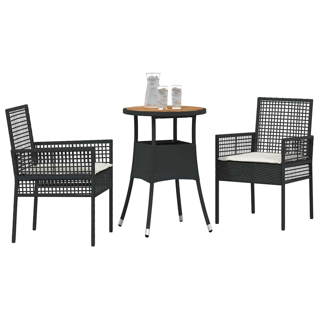 Have Spisebordssæt 3 stk. Sort polyrattan