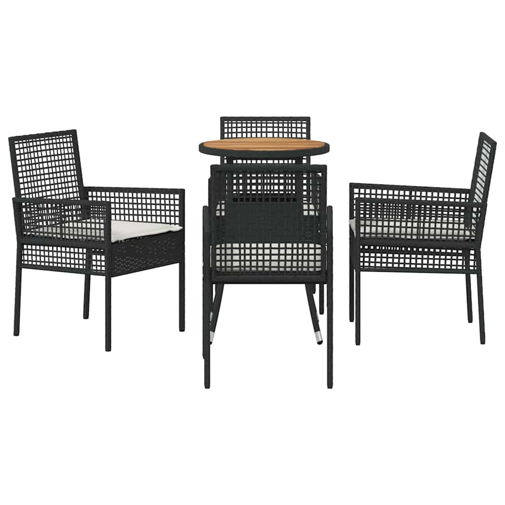 Have Spisebordssæt 5 stk. Sort polyrattan
